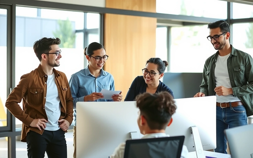 Echipa DesignOwl Web Studio discutând un proiect